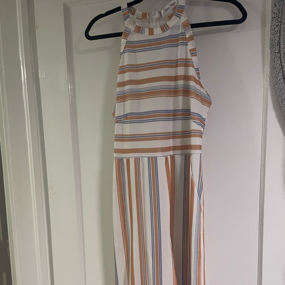 Yellow and blue striped jumper